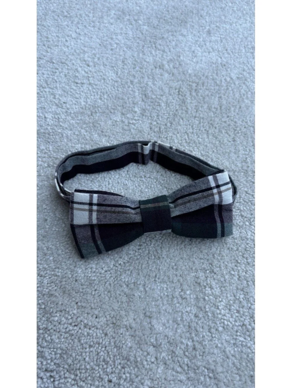 Green, Purple, Grey Plaid Bow tie With Adjustable Strap